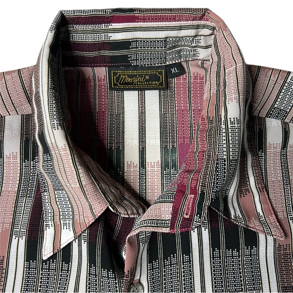 Vintage Monzini Collection Deco Skyscraper Polyester Cabana Shirt | short sleeve - Picture 4 of 7
